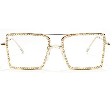 Imagem de Óculos de sol quadrado transparente fashion armação de metal feminino óculos overize óculos masculinos armação óculos tons claros, ouro, pérola marrom, tamanho único