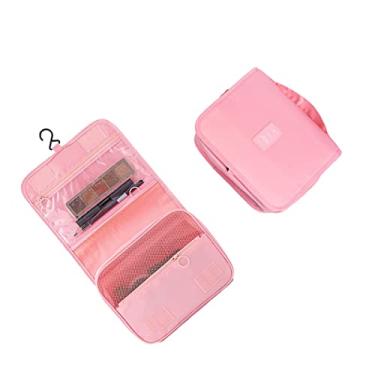 Imagem de Bolsa para cosméticos,Bolsa de maquiagem, bolsa de toucador com gancho de pendurar, bolsa de maquiagem de viagem, bolsa de toucador de viagem grande para meninas (Rosa)