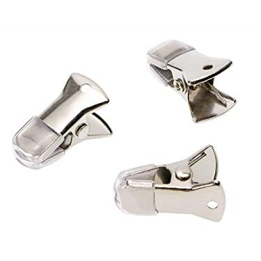 Imagem de ONLYKXY 30 peças de clipe pequeno de metal prateado de 20 x 6 mm, clipes faça você mesmo, clipes antiderrapantes para suéter, grampos de jacaré, clipe de boca plana, porta-crachás, cordões para