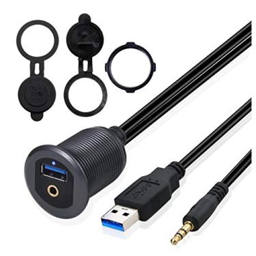 Imagem de Porta USB 3.0 de metal Kework e conector de 3,5 mm com luz, Gray & 3.3ft, 3.3 feet