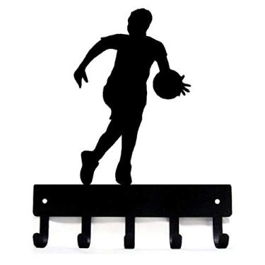 Imagem de Chaveiro de basquete com suporte para coleira The Metal Peddler, Preto, Small 6 inch wide