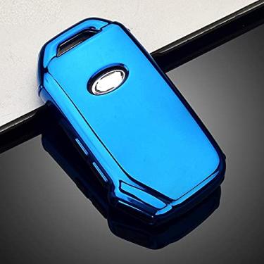 Imagem de YJADHU Capa protetora para chave de controle remoto de carro de TPU macio, apto para KIA Sportage R GT Stinger GT Sorento Ceed CD Cerato Forte 2018 2019, apenas capa azul