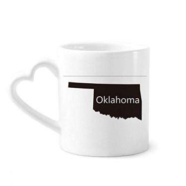 Imagem de Oklahoma America Caneca com contorno do mapa dos EUA café cerâmica copo de coração de vidro