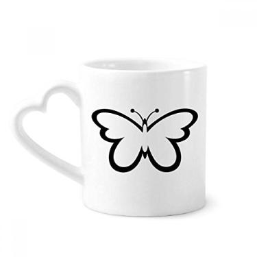 Imagem de Caneca de borboleta preta voadora simples copo de coração de vidro de cerâmica