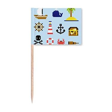 Imagem de Marcador de palito de dente de pixel para caça ao tesouro de verão Topper Decoração de festa