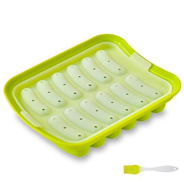 Imagem de FUYTERY Molde de Silicone para Chouriço de Chouriço de Bebê Não Colado Caixa de Alimentos Complementar para Cozinha (com escova) (Verde)