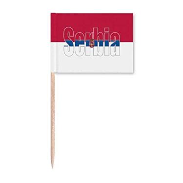 Imagem de Bandeira do país da Sérvia com nome Art Deco Presente Fashion Palito de Dente Bandeiras Marcador Decoração de Festa
