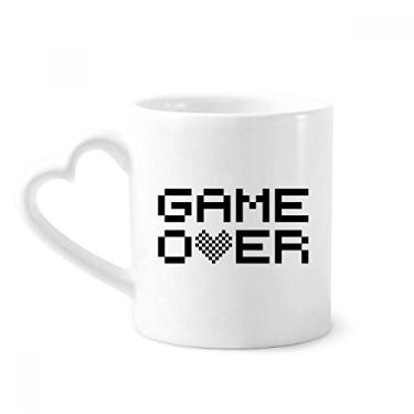 Imagem de Caneca cinza preta Game Over Pixel Caneca de café cerâmica copo de coração de vidro