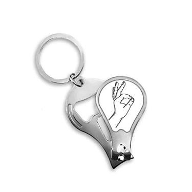 Imagem de OK Gesture Line Desenho Padrão Cortador de Unhas Abridor Chaveiro Tesoura