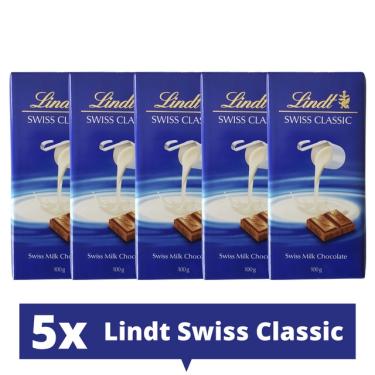 Imagem de 5x Chocolate Lindt Swiss Classic Ao Leite 100g