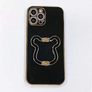 Imagem de Capa de telefone de metal de luxo com suporte de urso de ouro para Samsung Galaxy A53 A73 A33 A32 A51 A71 A 72 52 23 22 13 12 11 10 S Capa, XLA3, Preta, Para A21 S