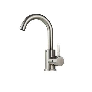 Imagem de Torneira de lavatório de banheiro preta de aço inoxidável Lavagem quente a frio Torneira de guindaste Torneiras de pia de rotação livre Manípulo único, Altura de níquel A