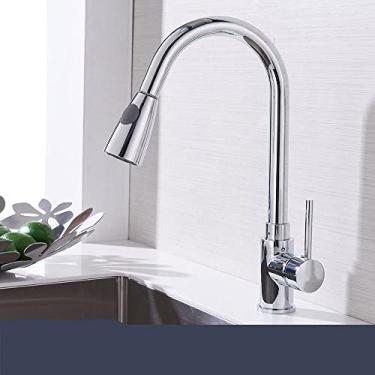 Imagem de Torneiras de cozinha preta de alça única, torneira de cozinha removível, de orifício único, giratória, torneira misturadora de água de 360 graus, D