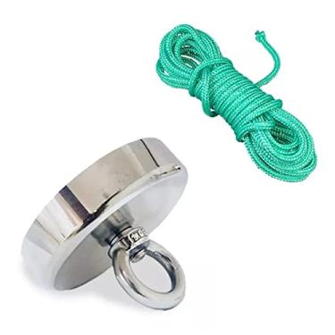 Imagem de ima de neodimio disco 75mm para pesca magnetica potente ate 200kg com corda 10m