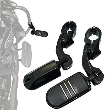 Imagem de LTMOTO Pinos de estrada de 3,2 cm, pegadores de estrada ajustáveis para motocicleta para Harley Davidson Touring Road King Road Glide Street Glide Electra Glide Softail Sportster com barra de estrada de 3,1 cm, preto