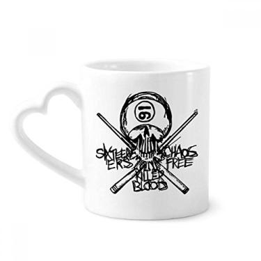 Imagem de Caneca de cerâmica para café com espada de esqueleto ninja número 16 copo de coração de vidro