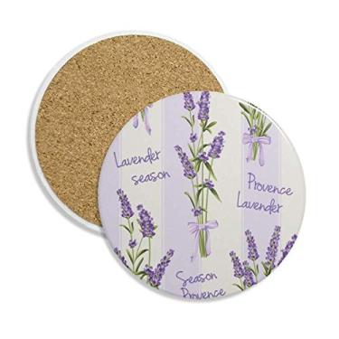 Imagem de Caneca de mesa com desenho de lavanda, caneca de porta-copos com proteção de mesa
