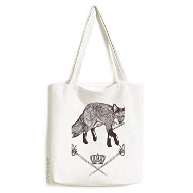 Imagem de Bolsa de lona estilo barroco com espada de raposa, bolsa de compras casual