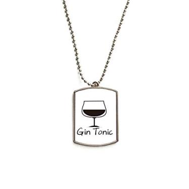 Imagem de DIYthinker Colar para animal de estimação com pingente de corrente de aço inoxidável para coquetel Tônico com desenho de Gin