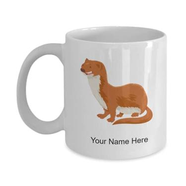 Imagem de Caneca personalizada com desenho de doninha, xícara de café com desenho de dama de honra, ideia de presente de desenho animado, copo personalizado com desenho de doninha - caneca de café de 425 g