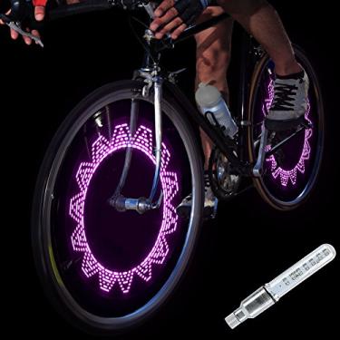 Imagem de DAWAY A08 Bike Válvula de luz de haste de pneu – Lâmpada de LED à prova d'água com roda de bicicleta Luzes neon piscantes Brilham no escuro Acessórios seguros e frescos, 1 pacote/2 pacotes, Pink, 1-Wheel