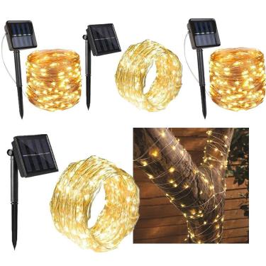 Imagem de Pisca Pisca Solar Led 10 Metros Fio De Fads Kit 4 Uni Decoraçao Casa Natal Enfeite Loja Fachada Festa Comemoraçao Evento Enfeite Natalino Arvore