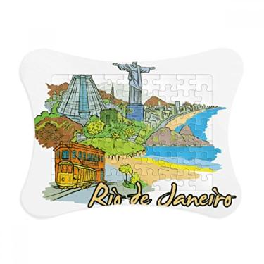 Imagem de Moldura de quebra-cabeça pintada à mão do Brasil, Rio de Janeiro, enfeite de quebra-cabeça