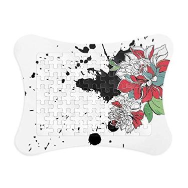 Imagem de Moldura de quebra-cabeça de peônia com flor e tinta aquarela