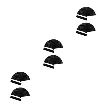 Imagem de Garneck 6 Conjuntos ventilador dobrável de mão presente de fã fãs de dança Leque clássico chinês ventiladores de mão para mulheres leque de bambu Preto saco de fãs cara De madeira