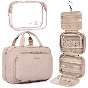 Imagem de Bolsa de higiene pessoal BAGSMART Organizadora de maquiagem para viagem com aprovação TSA, bolsa transparente para cosméticos, maquiagem, artigos de higiene pessoal de tamanho comum, rosa, Standard