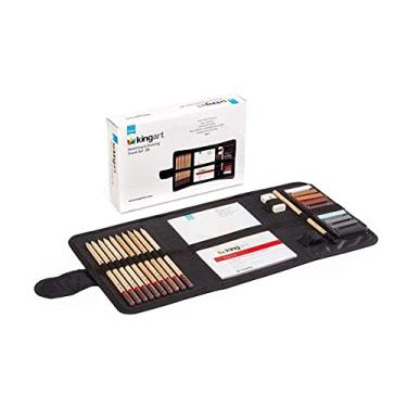 Imagem de KINGART Conjunto de viagem com 140 lápis e pastéis de carvão e grafite, além de suprimentos, kit de desenho artístico para adultos, adolescentes, iniciantes a profissionais, ideal para sombreamento,