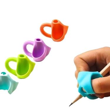 Imagem de Kit 3 Adaptador Protetor Escrita Apoio De Dedos Segura Lápis