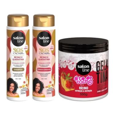 Imagem de Salon Line, Kit com Shampoo e Condicionador SOS Cachos + Gelatina Capilar #TodeCacho, Veganos - Para Cabelos Ondulados, Cacheados e Crespos, 300 ml e 550 g
