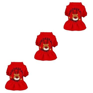 Imagem de BESTOYARD 3 Pecas Cama De Cachorro Em Lona De Madeira Vestido De Cachorro De Férias Roupas De Papai Noel Camiseta De Cachorro De Gato De Natal Ternos Verdes Roupa Para Cachorro Alce