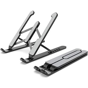 Imagem de Suporte Dobrável Portátil Ajustável Compatível com MacBook Air Pro, HP, Lenovo, Dell, mais laptops e tablets de 10 a 15,6 polegadas (Preto)