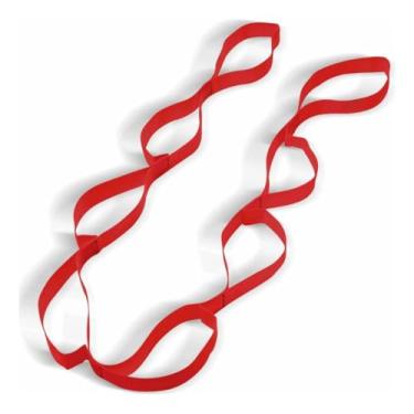 Imagem de Faixa de Alongamento Com 10 Alças Fita Não Elástica Para Pilates Yoga Fisioterapia Exercicio Funcional (Vermelho)