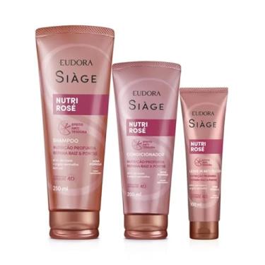 Imagem de EUDORA Combo Siàge Nutri Rosé: Shampoo 250ml + Condicionador 200ml + Leave-in 100ml - Efeito Anti-Tesoura - Kit de Cuidados com os Cabelos
