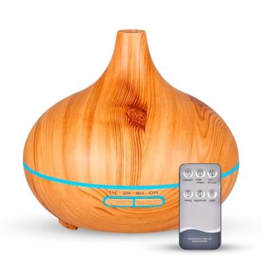 Imagem de Difusor De Aromas Grande 500ml Umidificador De Ar Ultra Sônico Potente Temporizador ate 6h 7 cores de Led Difusor De Óleo Essencial Abajur Led Controle Remoto AlverSun