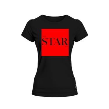 Imagem de Baby Look Confortável Premium Feminina Estampada Star Red Preto G