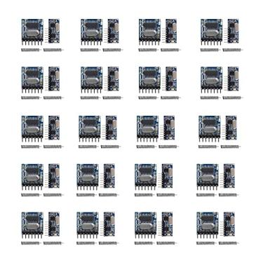 Imagem de QIACHIP 20 conjuntos RX480E 433MHz RF módulo transmissor e receptor sem fio + kit de antena de mola de cobre RF 433 MHz, módulo transceptor super regenerativo de alta frequência para alarme Arduino