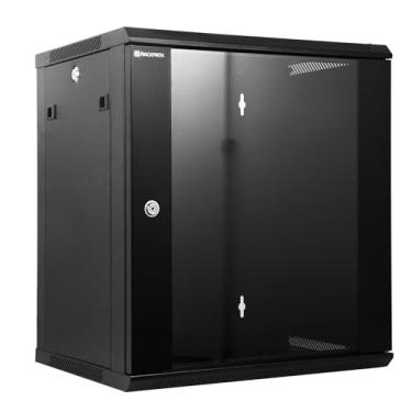 Imagem de RackPath 12U – Suporte de parede para servidores e gabinetes, ventoinha de resfriamento silenciosa, porta de vidro com trava, preto