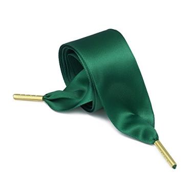 Imagem de ZOOEASS Cadarços femininos modernos com fita de cetim ideal para Converse Nike Addidas Puma, Verde, 47.24"(120cm)