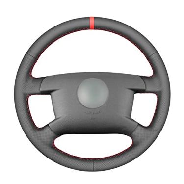 Imagem de Capa de volante de carro confortável antiderrapante costurada à mão preta, apto para VW Caddy Caravelle T5 2003 2004 2005 2006 2007 2008 a 2009