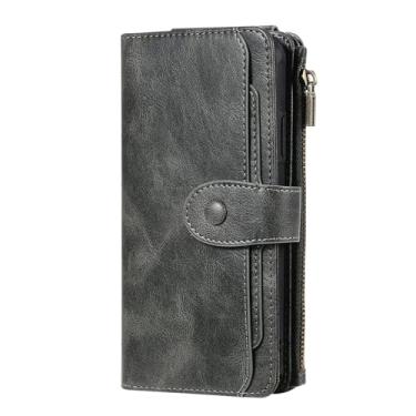 Imagem de HAO RIYLN Capa carteira para iPhone 15 Pro Max/15 Pro/15 Plus/15, capa de couro PU 2 em 1 com suporte removível para cartão, capa protetora de tela, verde, 15 Pro