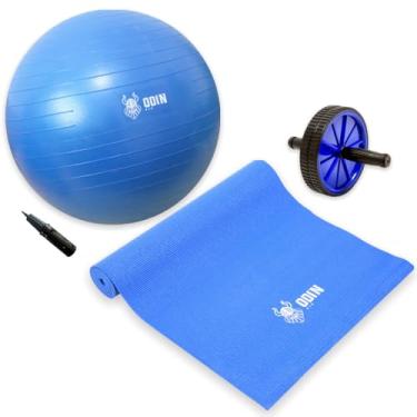 Imagem de Kit Bola Sui?a 65cm Gym Ball+ Roda Abdominal+ Tapete Yoga PVC Odin fit