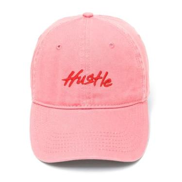 Imagem de Boné de beisebol masculino bordado vintage Hustle algodão lavado, rosa, 7 1/8