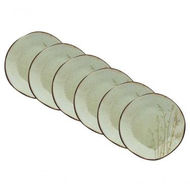 Imagem de Jogo De Pratos Rasos Bambu 27,5cm 6 Peças Porcelana Oxford