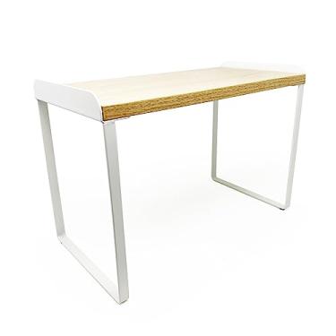 Imagem de Mitus Shelf Organizer and Storage, Tiered Wood Cabinet Rack for The Kitchen Counter, Bathroom Counter, Pantry Cupboard, Office Desk Bookshelf, 12" H Natural and White