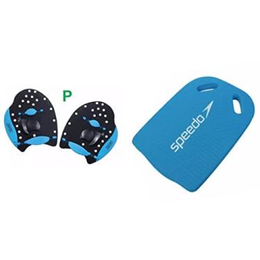 Imagem de Kit Natação Speedo Palmar Power Paddles + Prancha Swim (Palmar P (baixa intensidade) prancha azul)