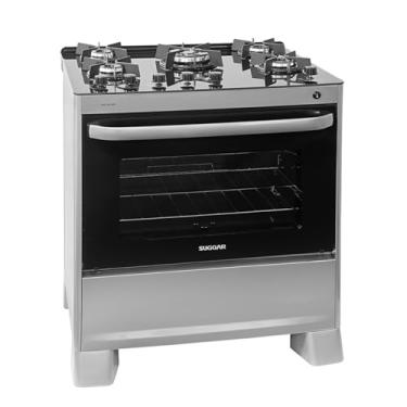 Imagem de SUGGAR FOGÃO MAX GLASS PRATA MESA DE VIDRO 5 BOCAS TRIPLA CHAMA TREMPE 6 APOIOS ACENDIMENTO AUTOMÁTICO FGVMG510PRIX
